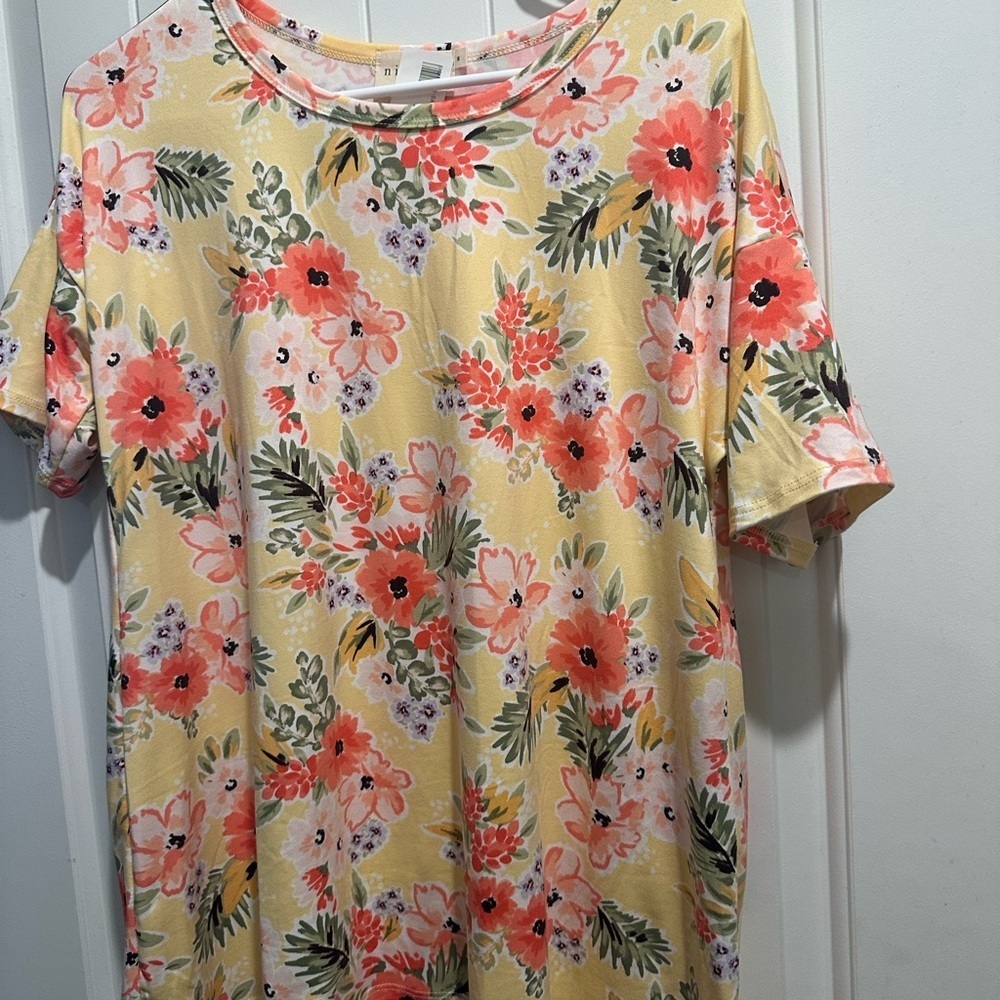 Floral Print Women's Blouse - Yellow and Pink